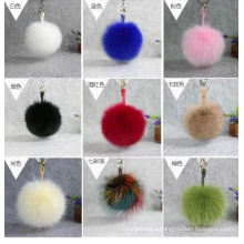 Large Genuine Fur Pom Pom Keychain Puff Ball Car Keyring/Bag Purse Charm